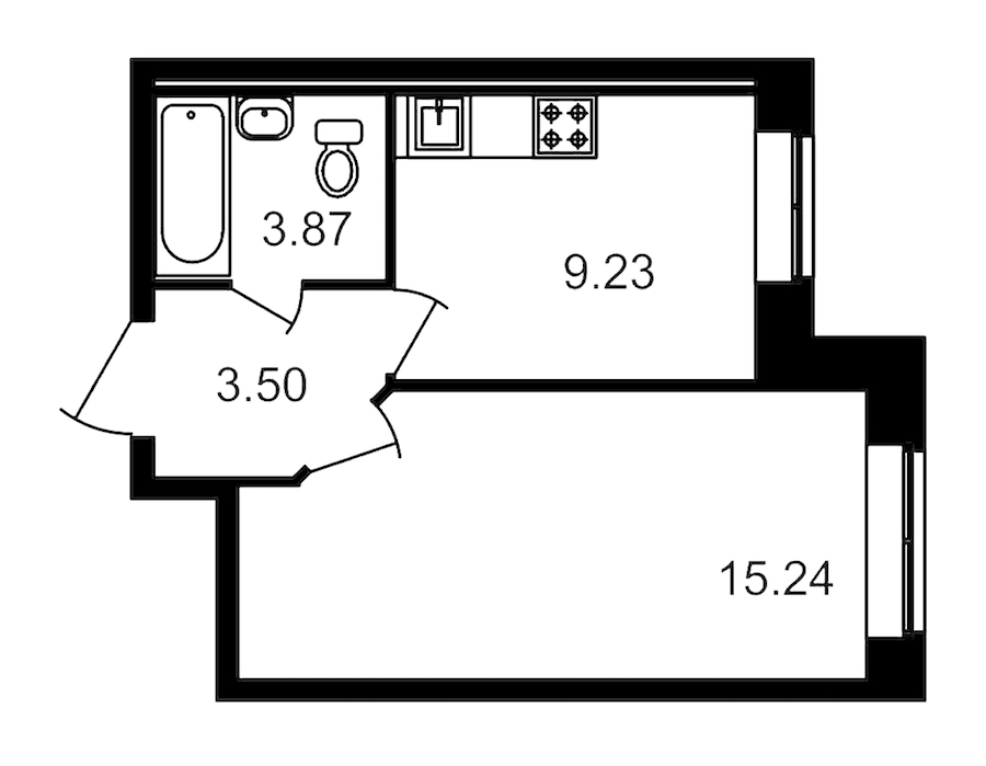 1-комнатная квартира 31.91 м², 1/24 эт., ЖК «Приневский»