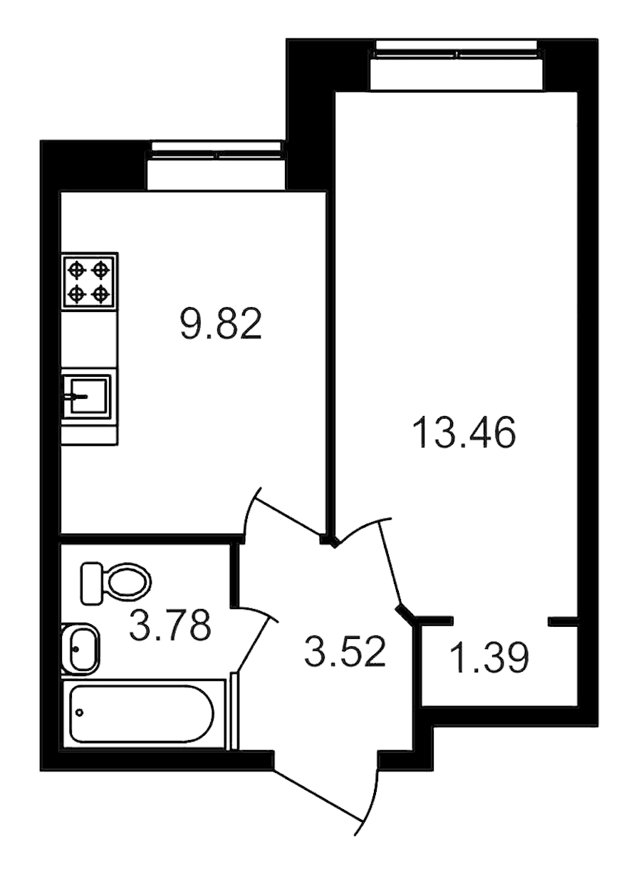 1-комнатная квартира 31.97 м², 1/24 эт., ЖК «Приневский»