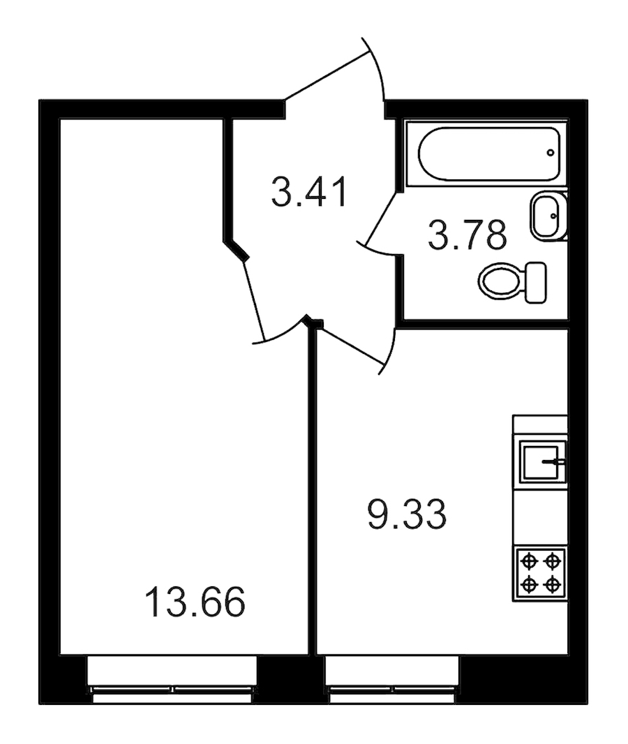1-комнатная квартира 30.19 м², 1/24 эт., ЖК «Приневский»