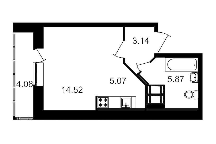 Квартира студия 28.19 м², 23/24 эт., ЖК «Приневский»
