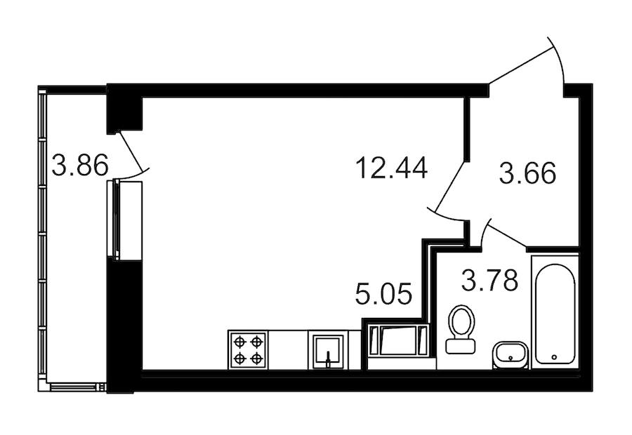 Квартира студия 24.36 м², 14/24 эт., ЖК «Приневский»