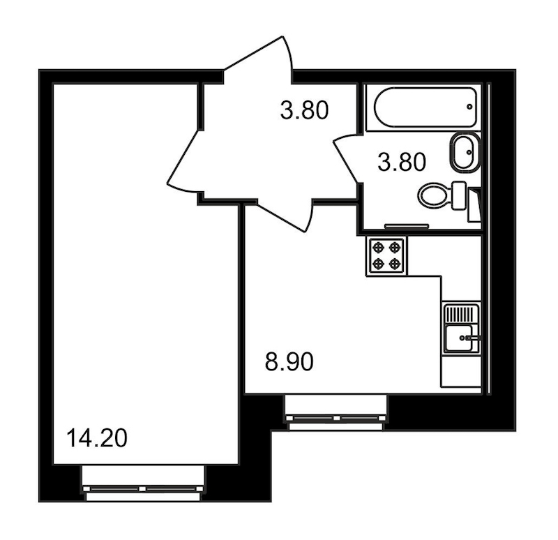 1-комнатная квартира 30.7 м², 1/24 эт., ЖК «Приневский»
