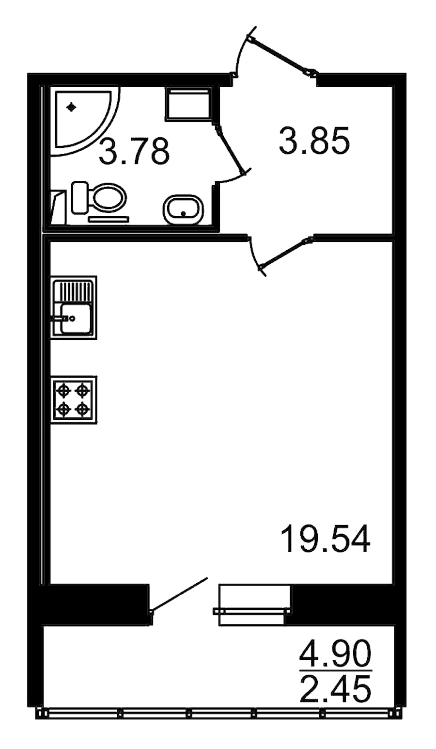 Квартира студия 27.17 м², 1/15 эт., ЖК «Московский»