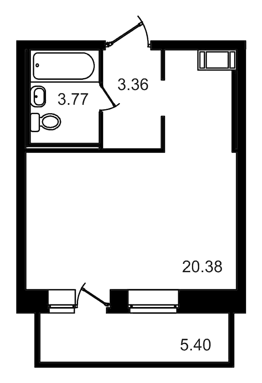 Квартира студия 27.51 м², 11/18 эт., ЖК «Северный»