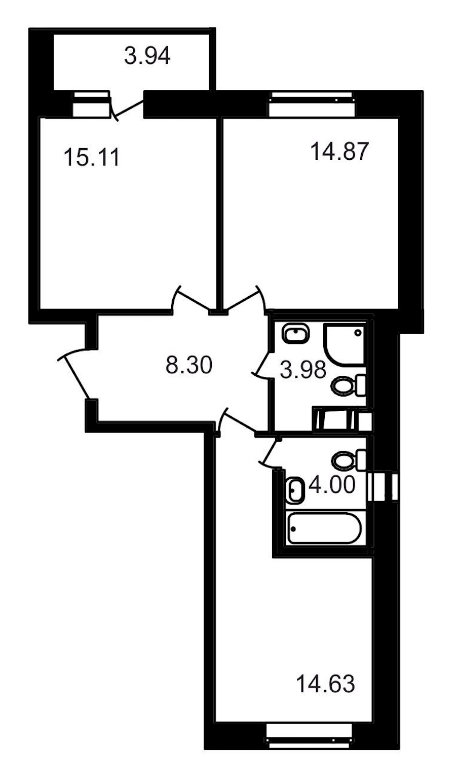 2-комнатная квартира 60.89 м², 15/17 эт., ЖК «Северный»