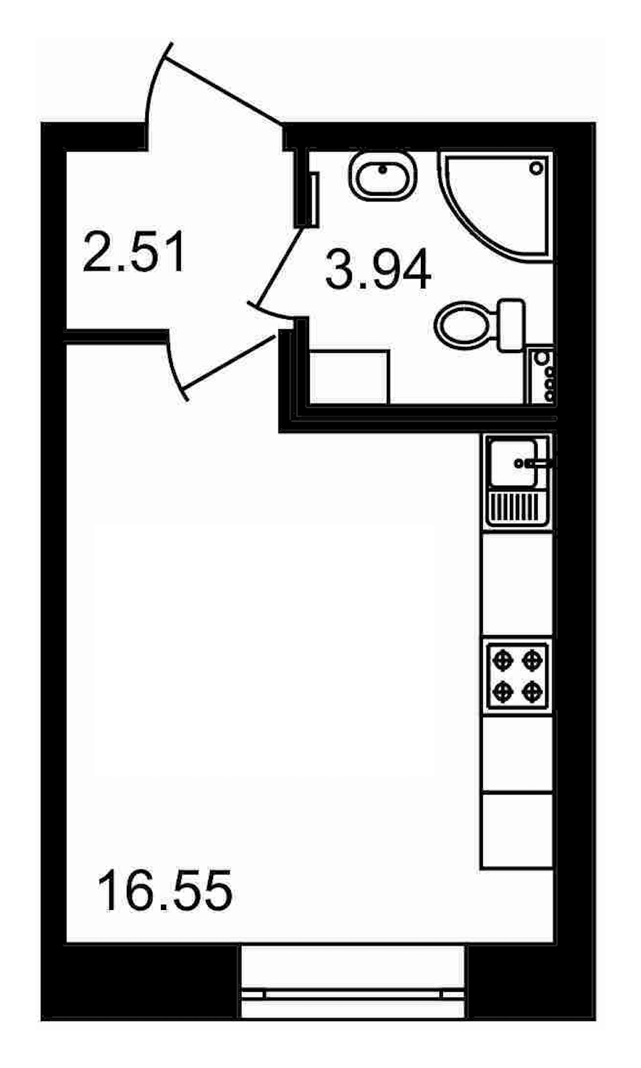 Квартира студия 23 м², 1/17 эт., ЖК «Полюстрово»