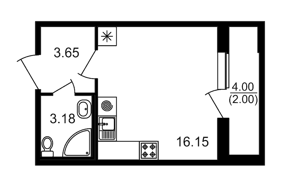 Квартира студия 22.98 м², 14/16 эт., ЖК «Parkolovo»