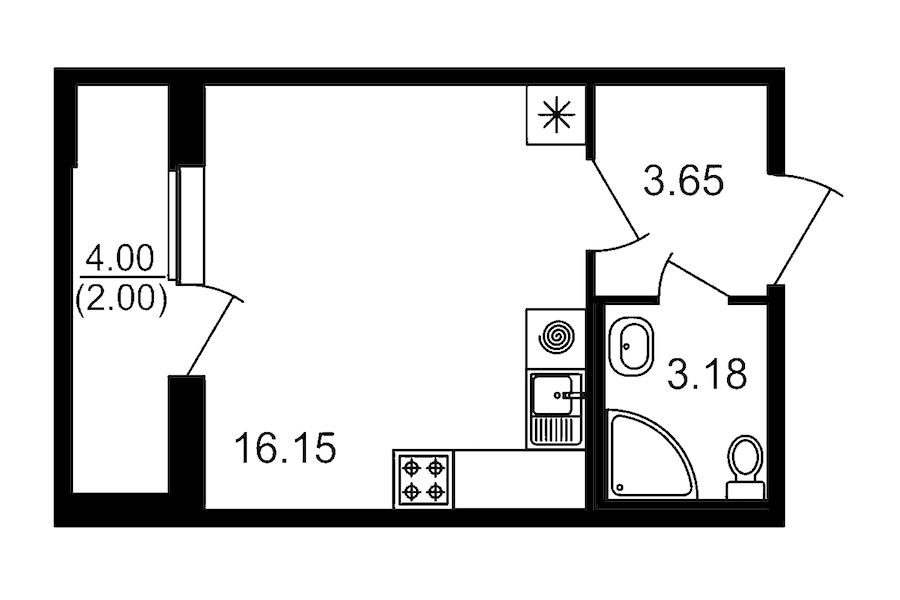 Квартира студия 22.98 м², 14/16 эт., ЖК «Parkolovo»
