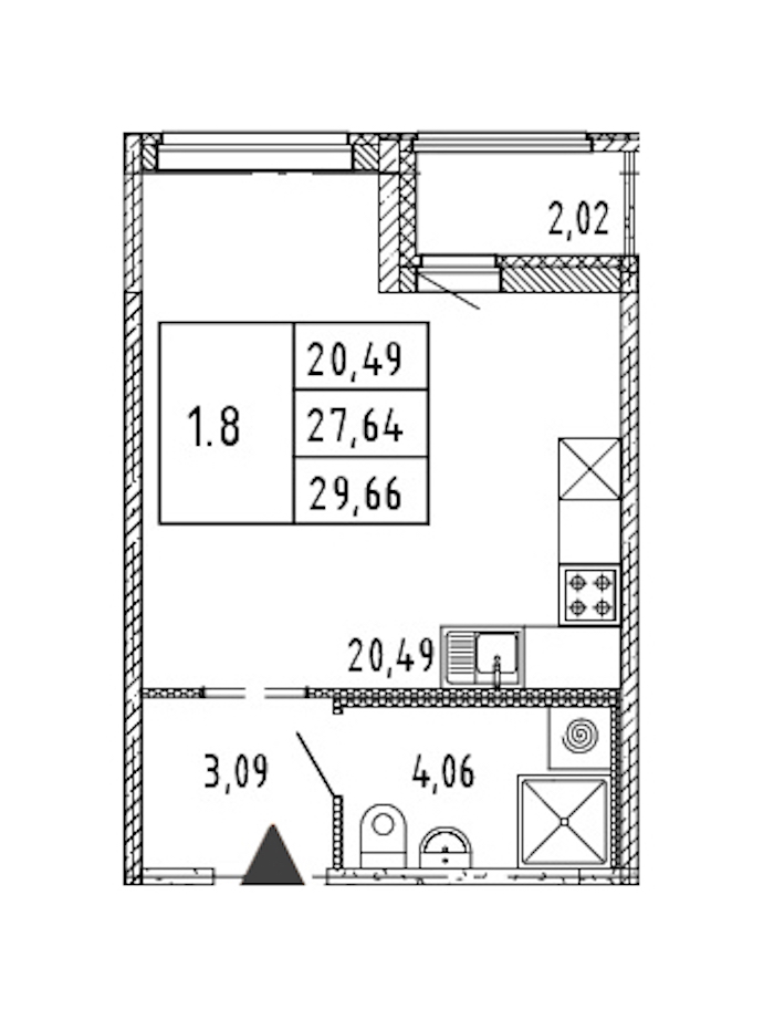 Квартира студия 27.64 м², 10/15 эт., ЖК «Parkolovo»