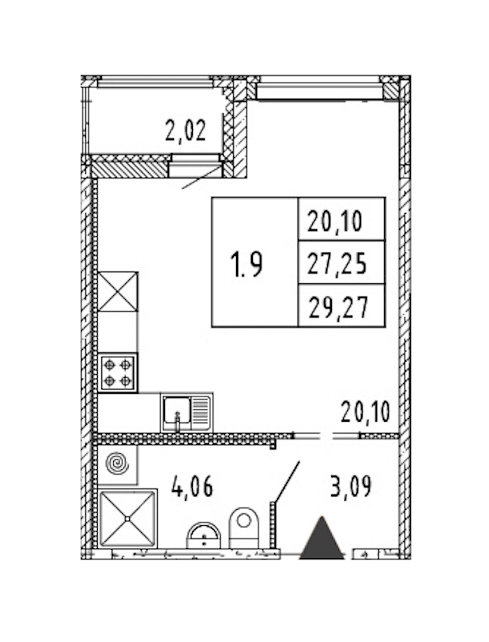 Квартира студия 27.25 м², 11/15 эт., ЖК «Parkolovo»