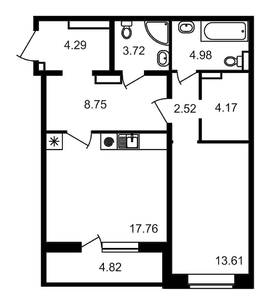 1-комнатная квартира 59.7 м², 1/14 эт., ЖК «Parkolovo»