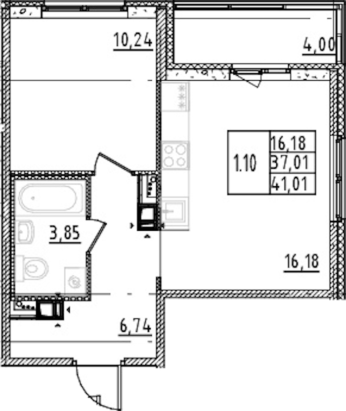 Квартира студия 37.01 м², 13/15 эт., ЖК «Parkolovo»