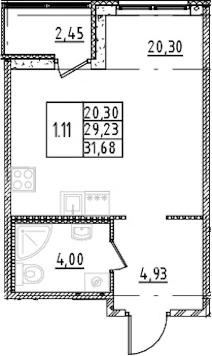 Квартира студия 29.23 м², 10/15 эт., ЖК «Parkolovo»