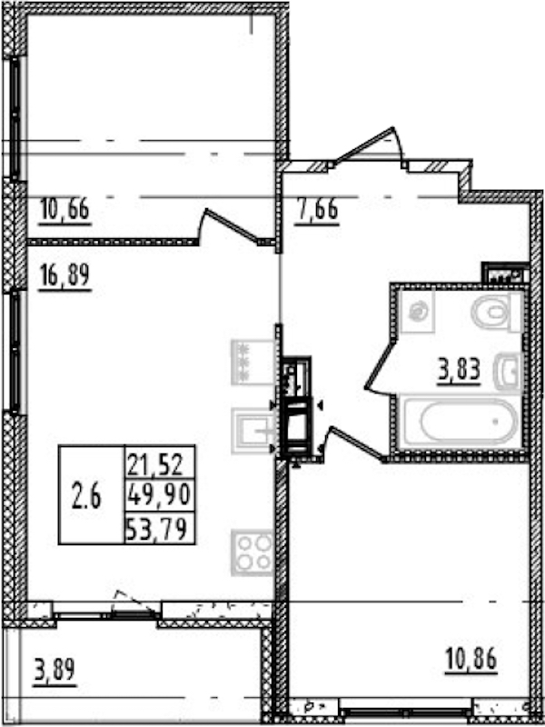 2-комнатная квартира 49.9 м², 5/14 эт., ЖК «Parkolovo»