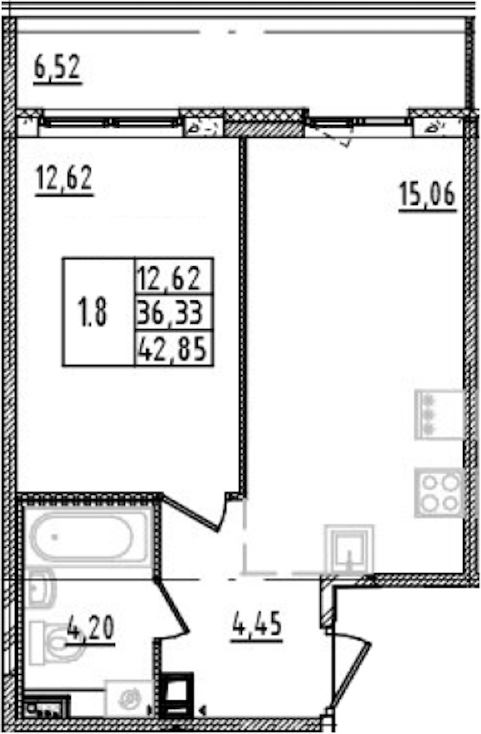 1-комнатная квартира 36.33 м², 3/14 эт., ЖК «Parkolovo»