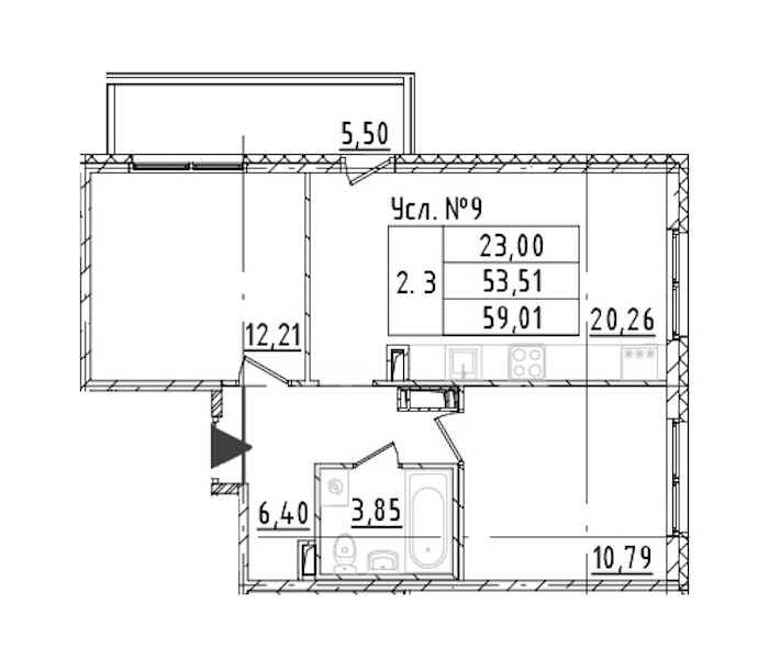 2-комнатная квартира 53.51 м², 2/16 эт., ЖК «Parkolovo»