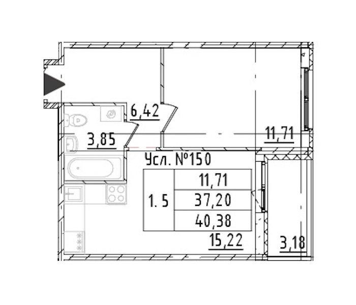 1-комнатная квартира 37.2 м², 2/16 эт., ЖК «Parkolovo»