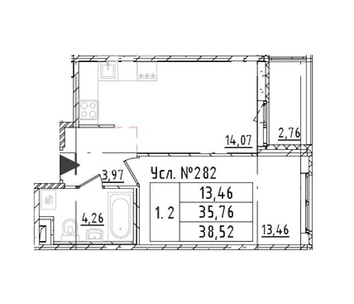 1-комнатная квартира 35.76 м², 1/16 эт., ЖК «Parkolovo»