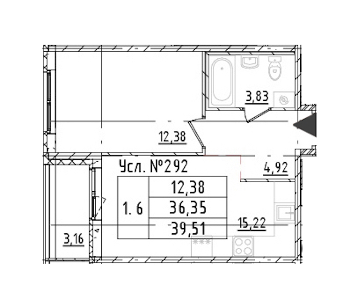 1-комнатная квартира 36.35 м², 2/16 эт., ЖК «Parkolovo»