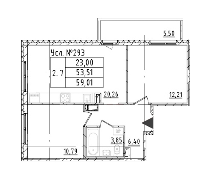 2-комнатная квартира 53.51 м², 2/16 эт., ЖК «Parkolovo»