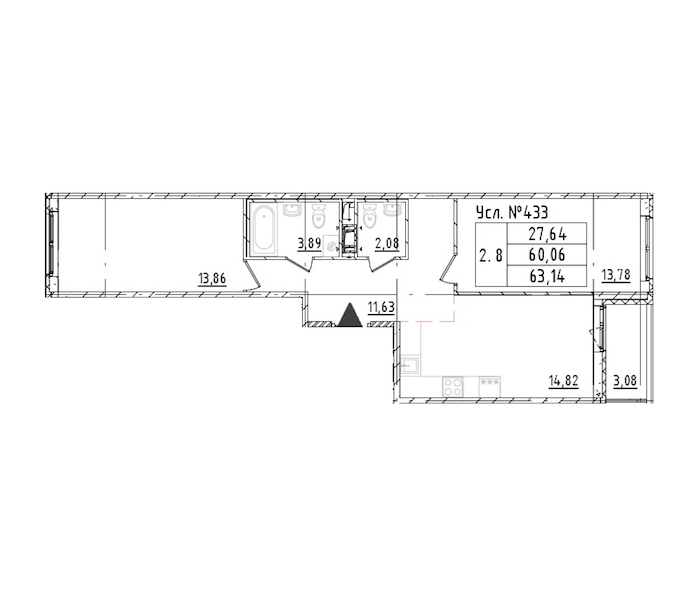 2-комнатная квартира 60.06 м², 2/16 эт., ЖК «Parkolovo»