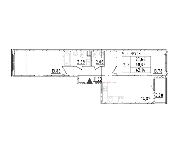 2-комнатная квартира 60.06 м², 1/16 эт., ЖК «Parkolovo»