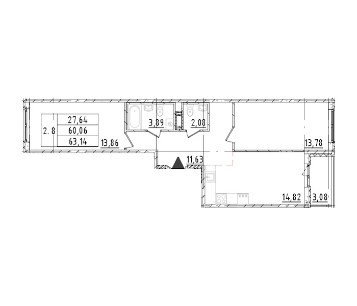2-комнатная квартира 60.06 м², 15/16 эт., ЖК «Parkolovo»