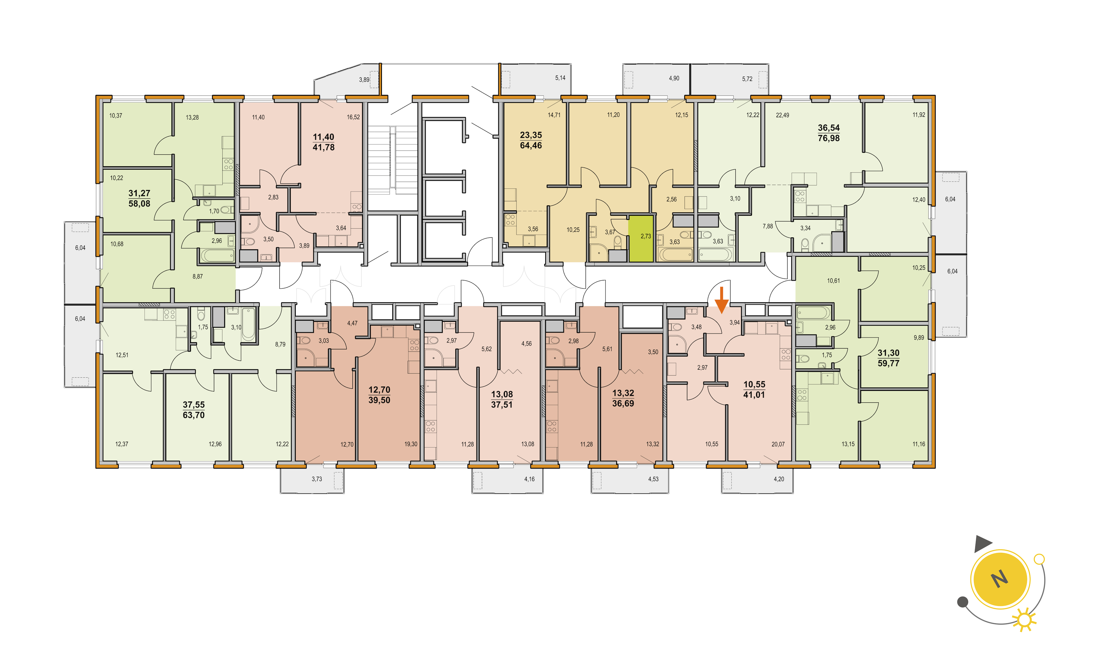 1-комнатная квартира 42.2 м², 19/25 эт., ЖК «Новоорловский»