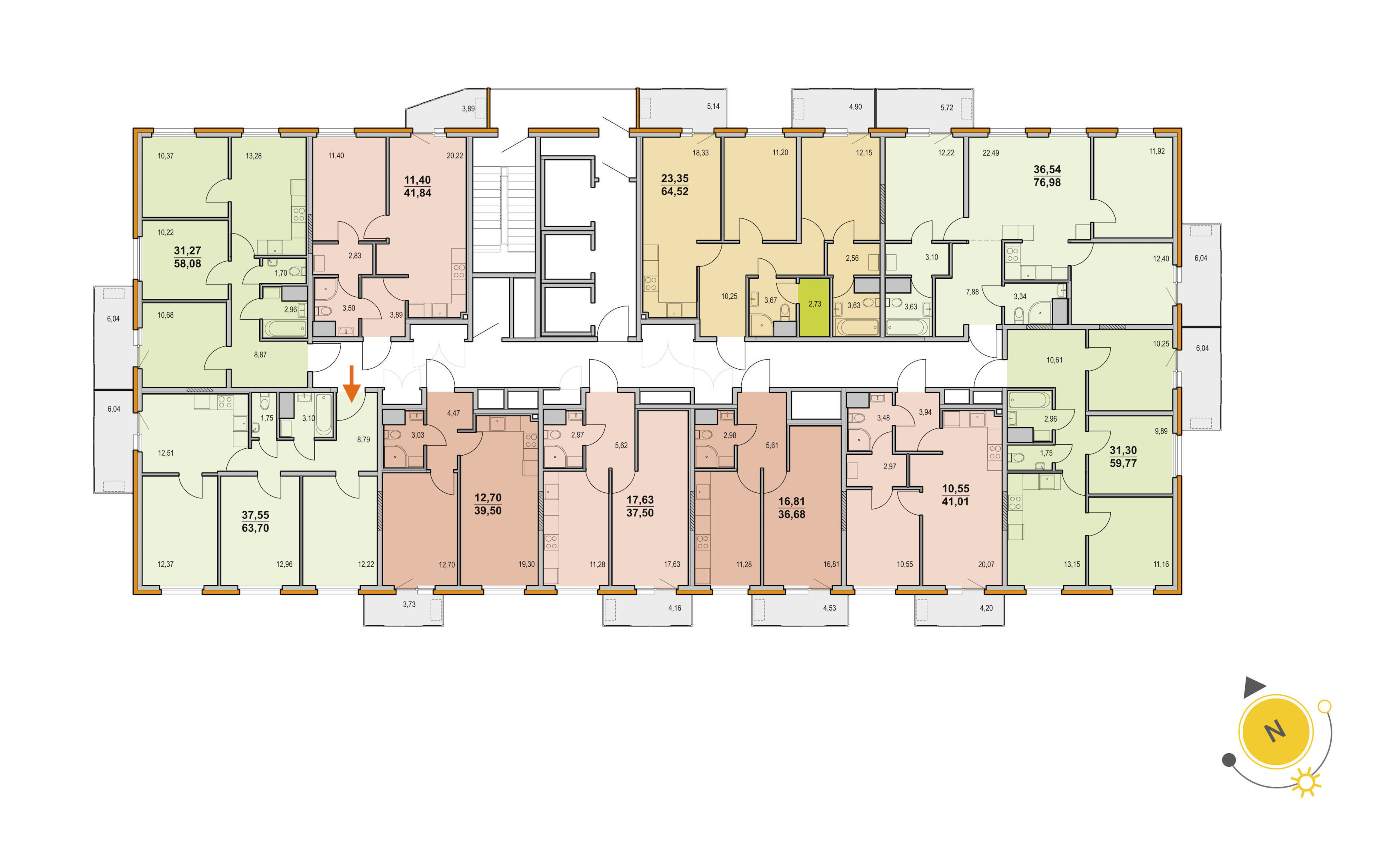 3-комнатная квартира 65.6 м², 25/25 эт., ЖК «Новоорловский»