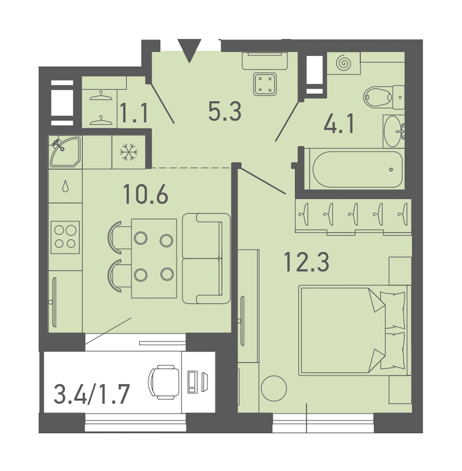 1-комнатная квартира 35 м², 13/18 эт., ЖК «ГАЛАКТИКА»