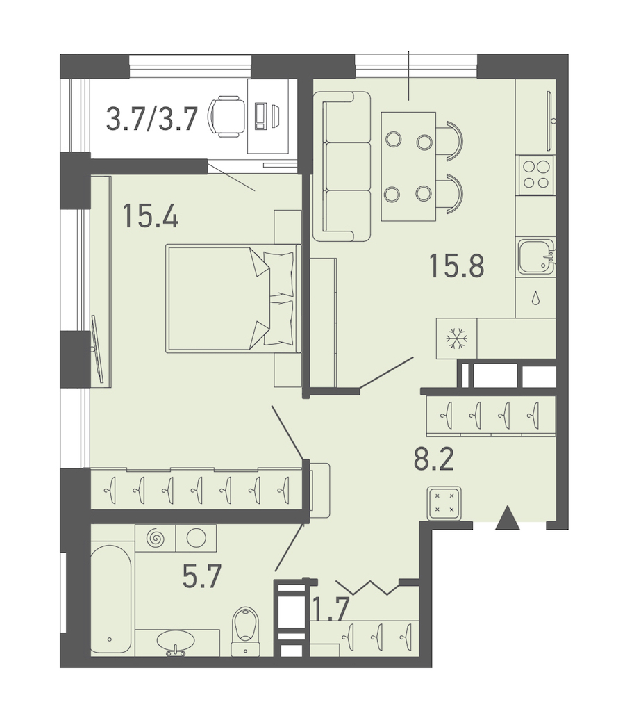 1-комнатная квартира 50.5 м², 4/14 эт., ЖК «ГАЛАКТИКА»