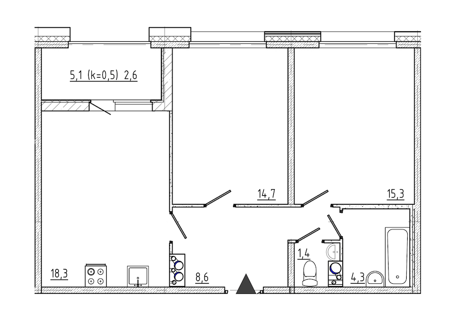 2-комнатная квартира 65.2 м², 8/10 эт., ЖК «Domino»