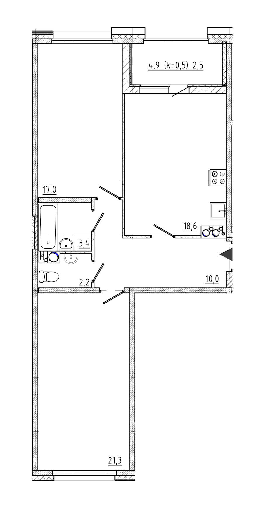 2-комнатная квартира 75 м², 2/10 эт., ЖК «Domino»