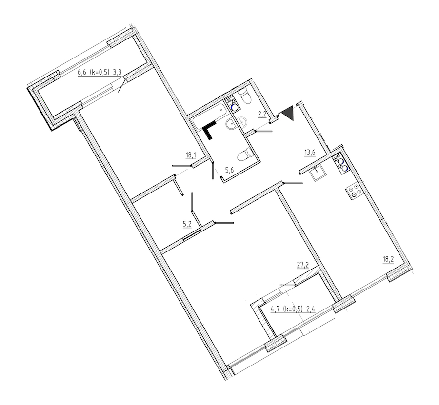 2-комнатная квартира 110.2 м², 3/10 эт., ЖК «Domino»