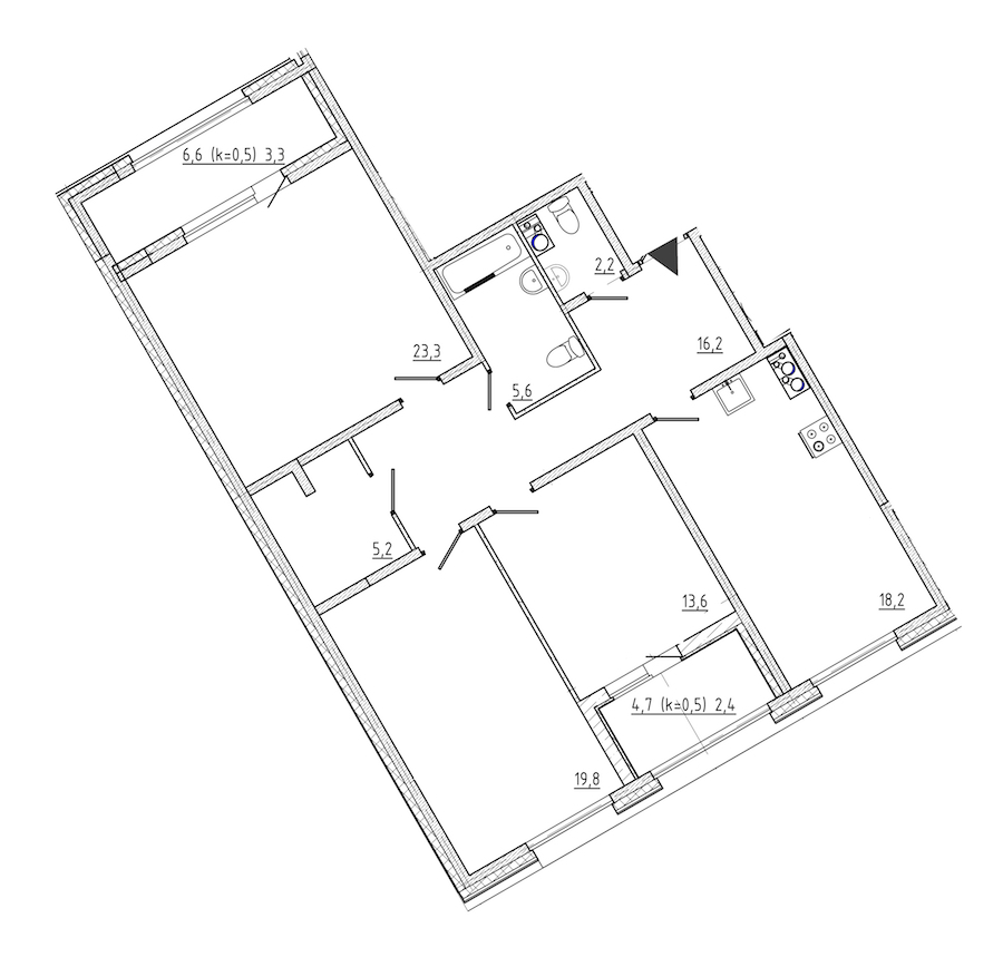 3-комнатная квартира 109.6 м², 7/10 эт., ЖК «Domino»