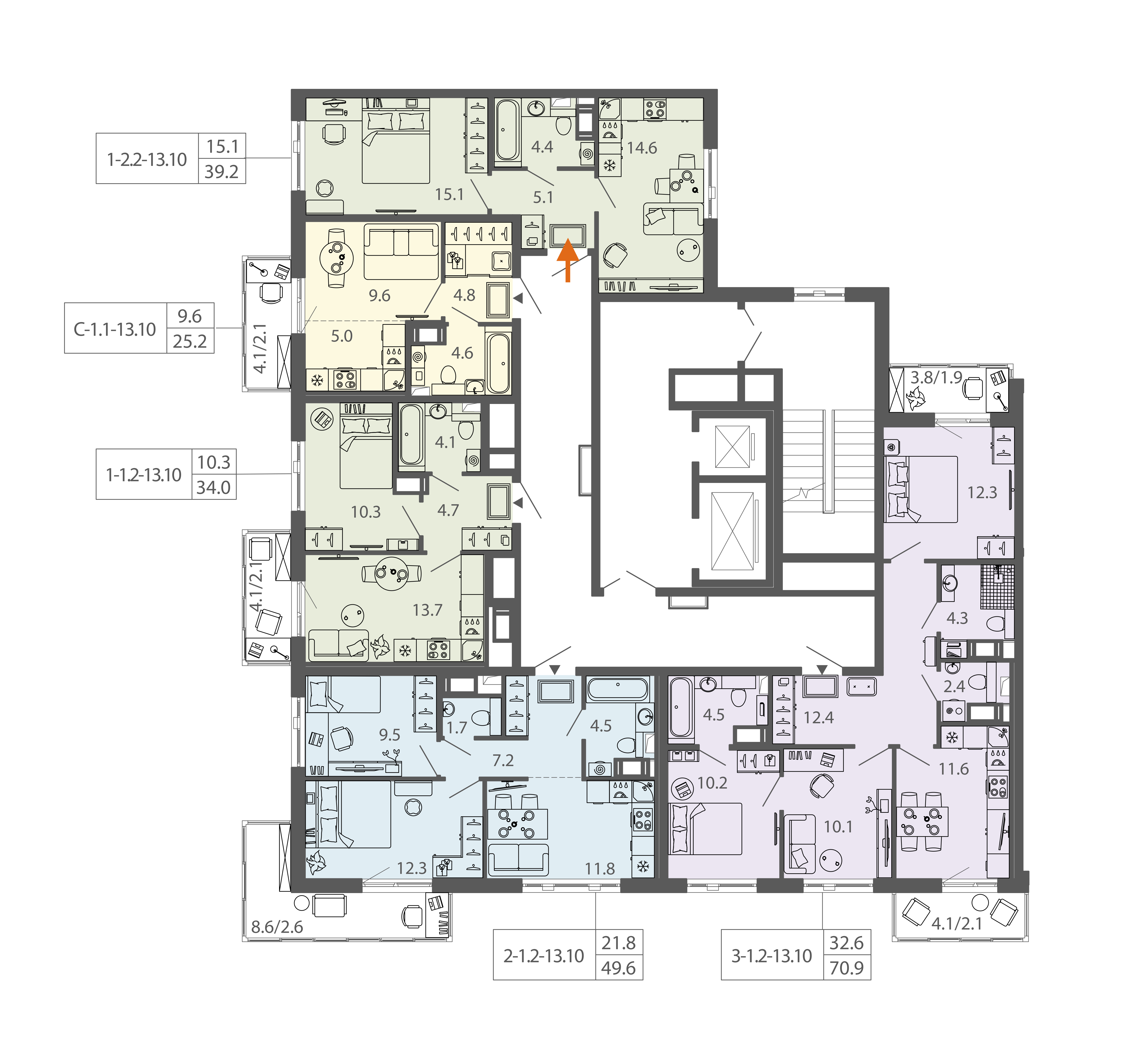 1-комнатная квартира 39.2 м², 9/12 эт., ЖК «Монография»