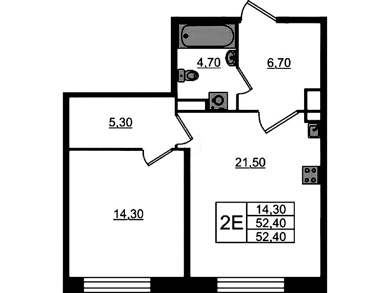 1-комнатная квартира 52.4 м², 5/9 эт., ЖК «ЛДМ»