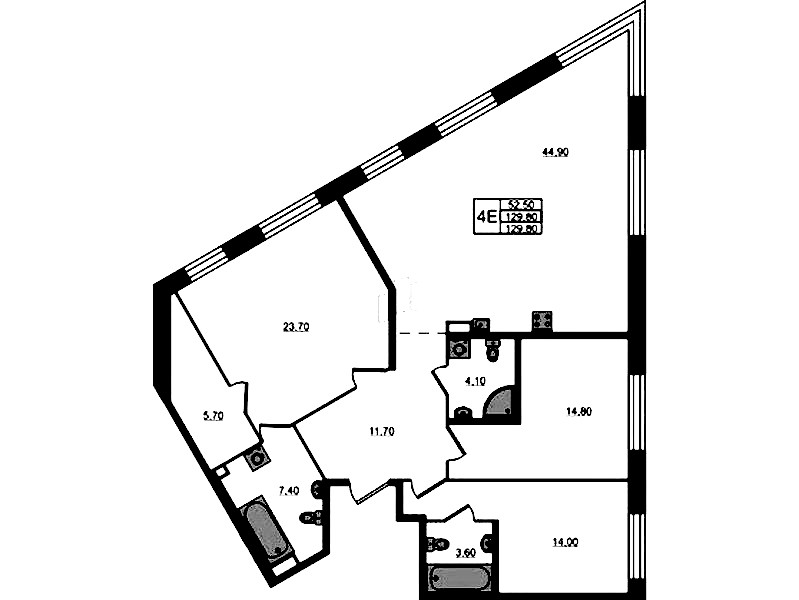 3-комнатная квартира 129.8 м², 4/9 эт., ЖК «ЛДМ»