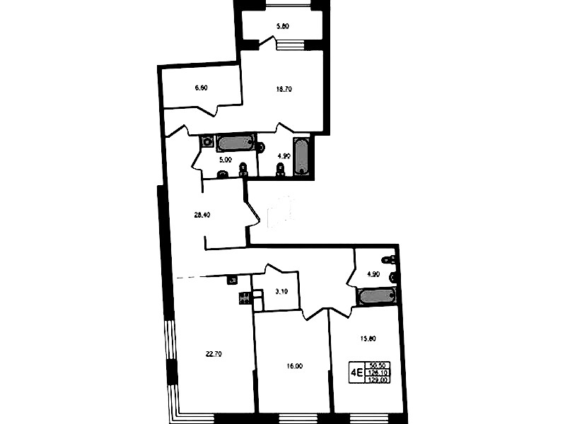 3-комнатная квартира 129 м², 6/9 эт., ЖК «ЛДМ»