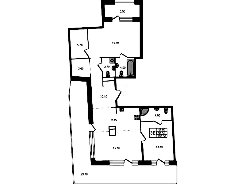 3-комнатная квартира 103.3 м², 9/9 эт., ЖК «ЛДМ»