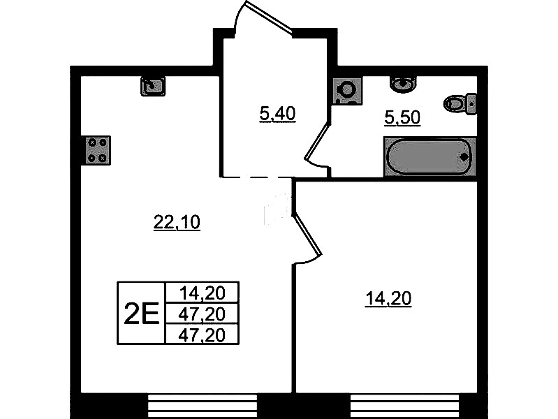 1-комнатная квартира 47.2 м², 3/9 эт., ЖК «ЛДМ»
