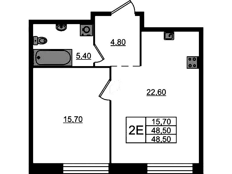 1-комнатная квартира 48.5 м², 4/9 эт., ЖК «ЛДМ»