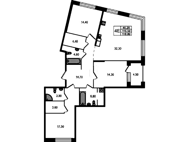 3-комнатная квартира 118.8 м², 5/9 эт., ЖК «ЛДМ»