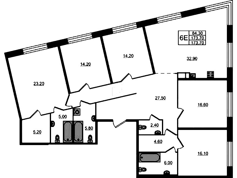5-комнатная квартира 173.7 м², 5/8 эт., ЖК «ЛДМ»