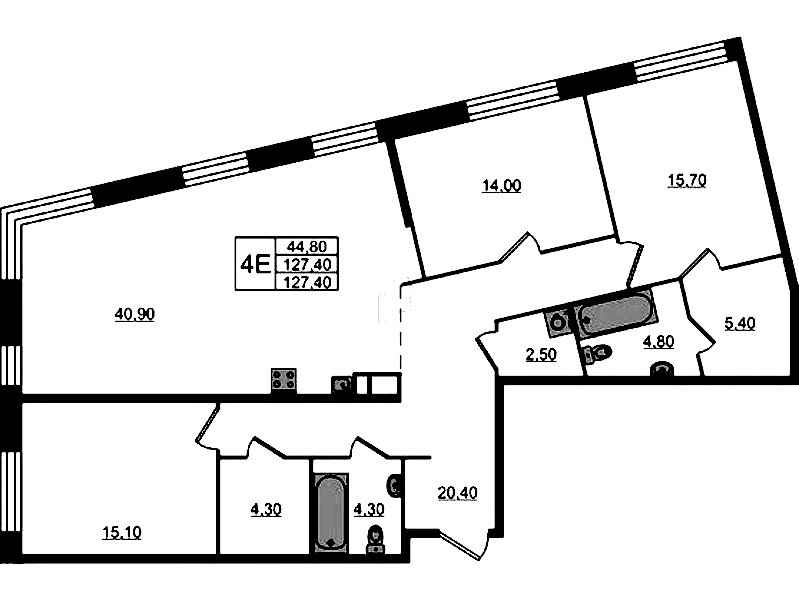 3-комнатная квартира 127.4 м², 7/8 эт., ЖК «ЛДМ»