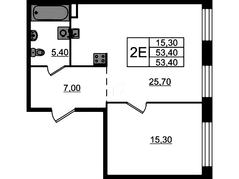 1-комнатная квартира 53.4 м², 6/8 эт., ЖК «ЛДМ»