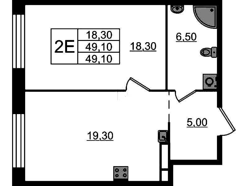 1-комнатная квартира 49.1 м², 8/8 эт., ЖК «ЛДМ»