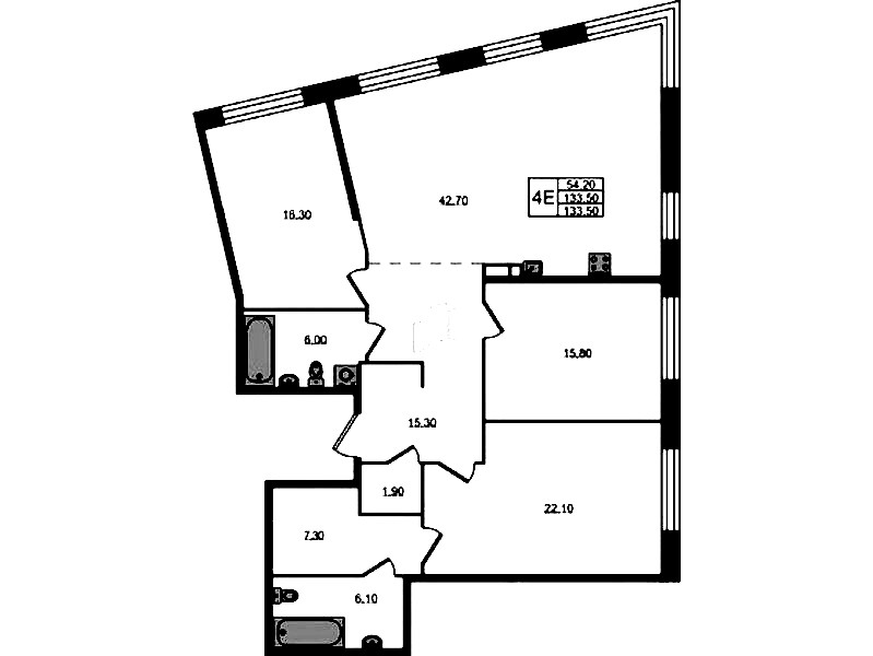 3-комнатная квартира 133.5 м², 3/8 эт., ЖК «ЛДМ»