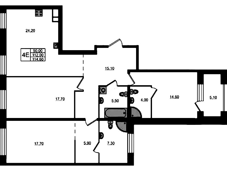 3-комнатная квартира 114.6 м², 7/9 эт., ЖК «ЛДМ»