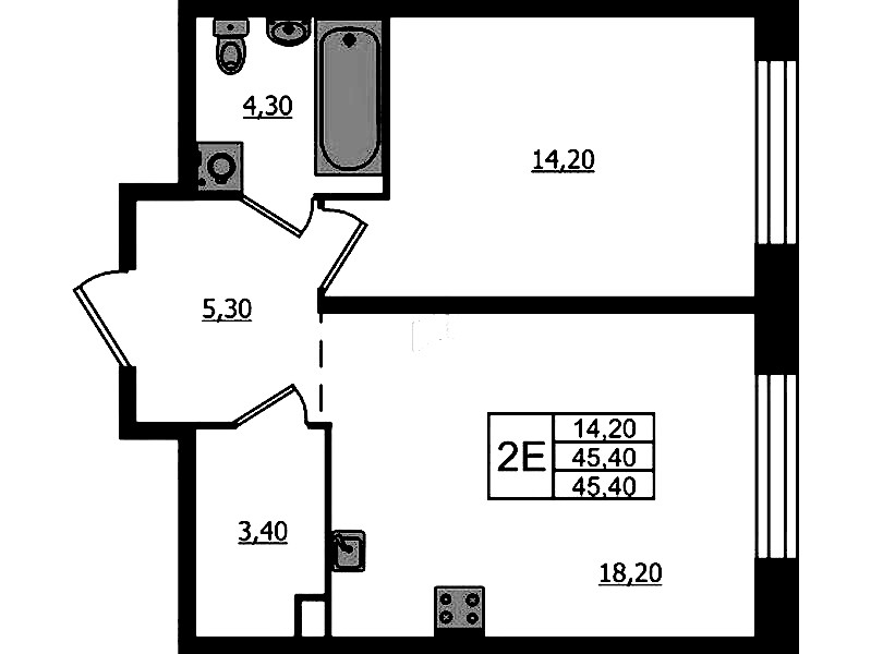 1-комнатная квартира 45.4 м², 2/9 эт., ЖК «ЛДМ»
